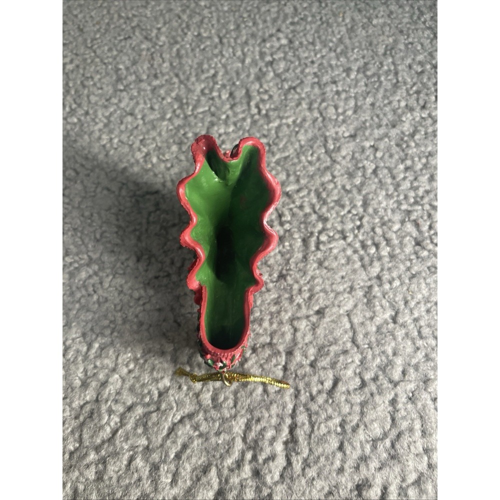 Vintage Resin Red, Green, And Pink "Victorian Shoe" Christmas Ornament - Picture 5 of 6